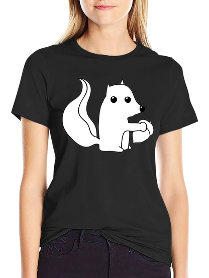 Camiseta Negra con Ardilla Blanca