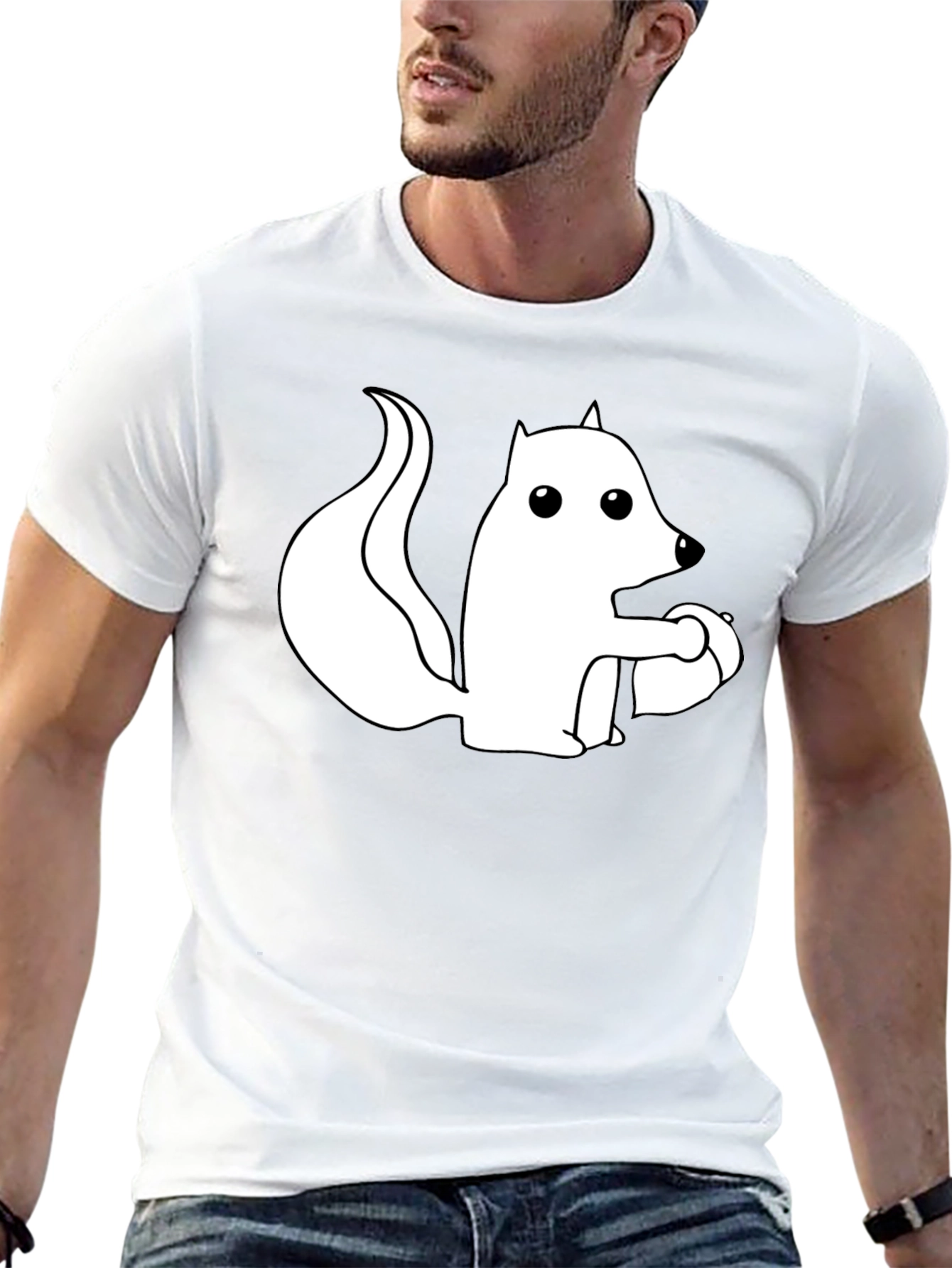 Camiseta Negra con Ardilla Blanca