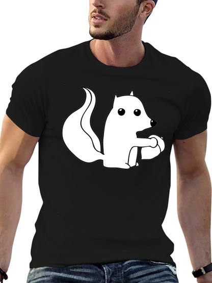 Camiseta Negra con Ardilla Blanca
