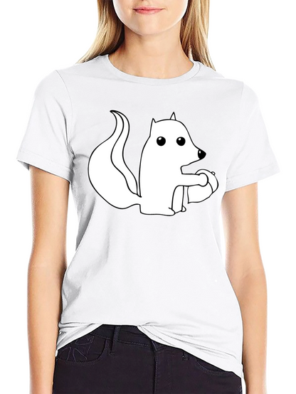 Camiseta Negra con Ardilla Blanca