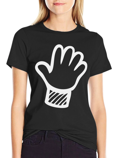 Camiseta Negra con Diseño de Mano Divertida