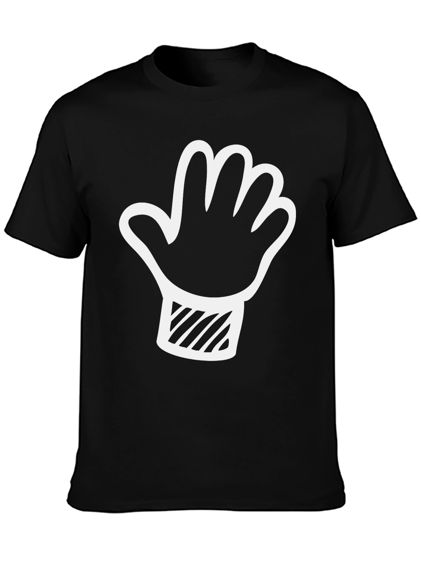 Camiseta Negra con Diseño de Mano Divertida