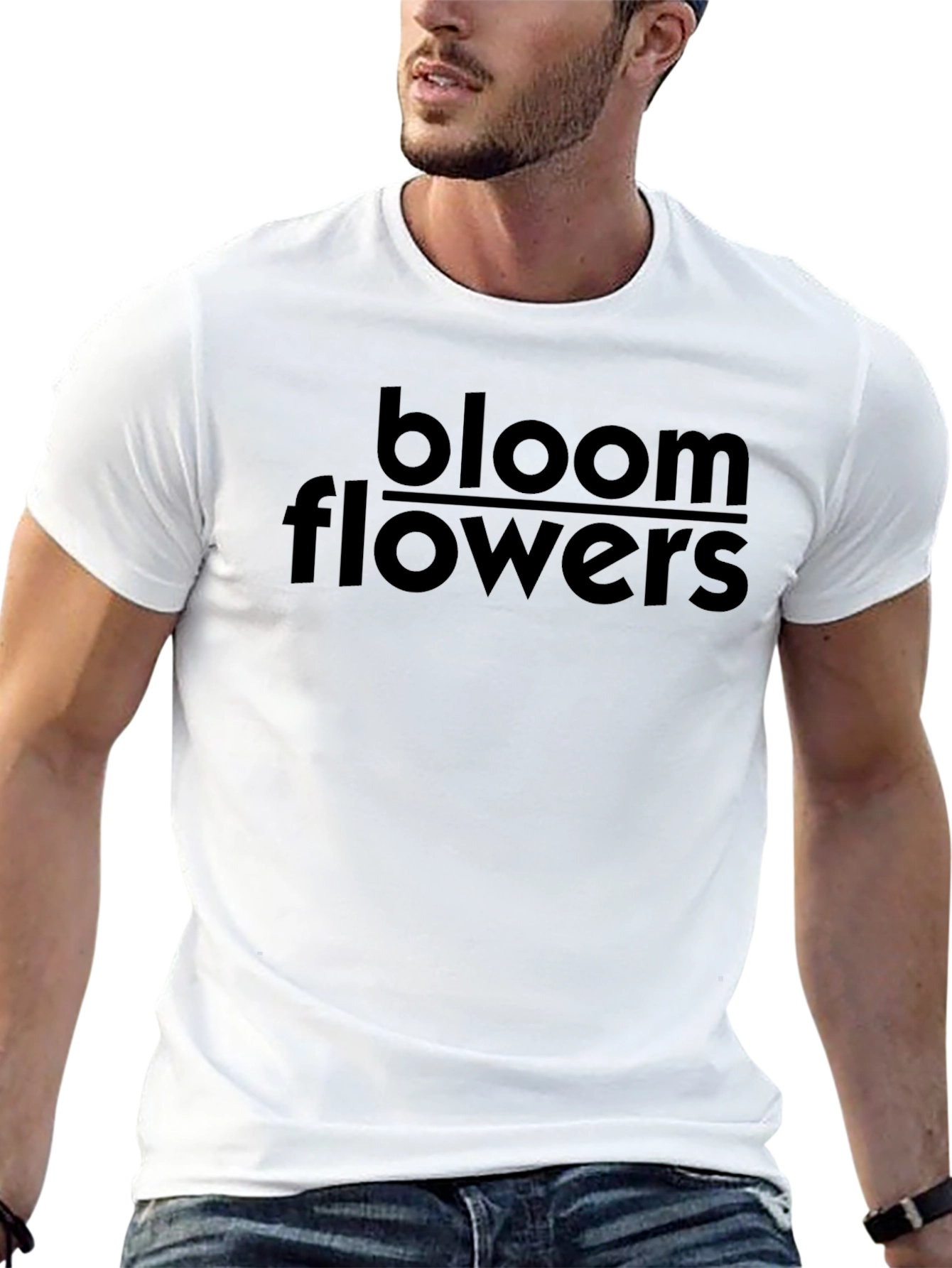 Camiseta Negra Bloom Flowers Estilo Casual