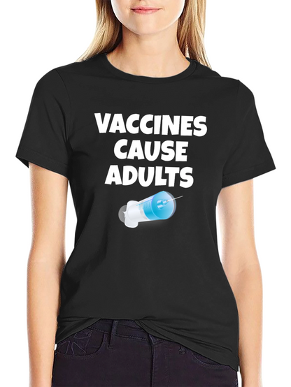 Camiseta Negra Vacunas Causan Adultos