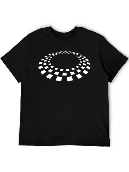 Camiseta Negra con Diseño Circular Blanco