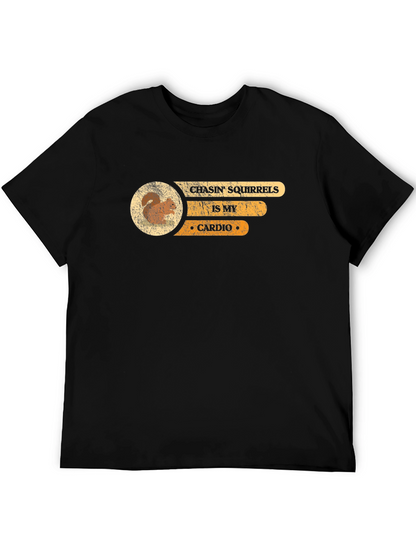 Camiseta Negra Persiguiendo Ardillas es mi Cardio