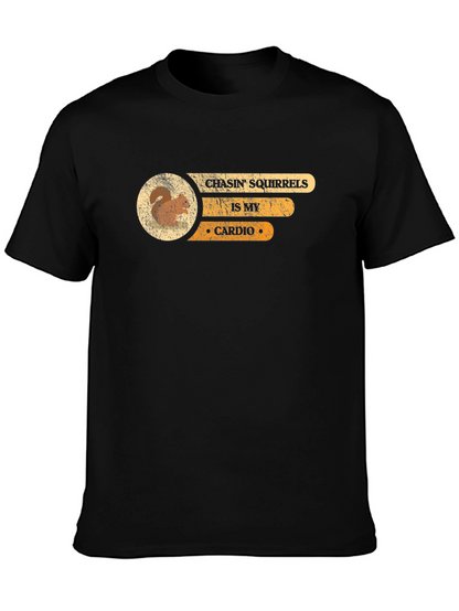 Camiseta Negra Persiguiendo Ardillas es mi Cardio