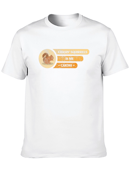 Camiseta Negra Persiguiendo Ardillas es mi Cardio