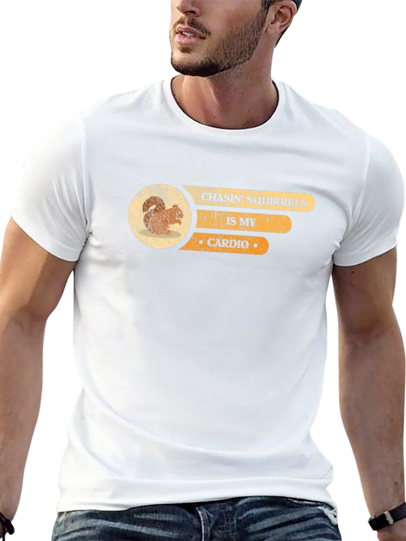 Camiseta Negra Persiguiendo Ardillas es mi Cardio