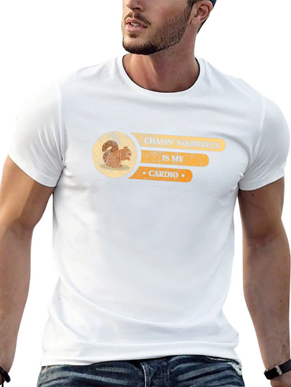 Camiseta Negra Persiguiendo Ardillas es mi Cardio