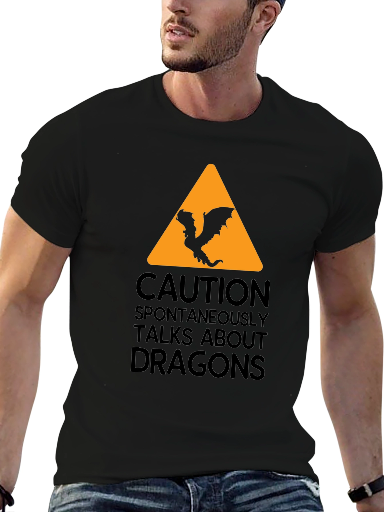 Camiseta Negra - Cuidado Dragones