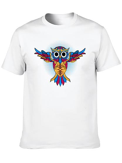 Camiseta Negra con Diseño de Búho Psicodélico