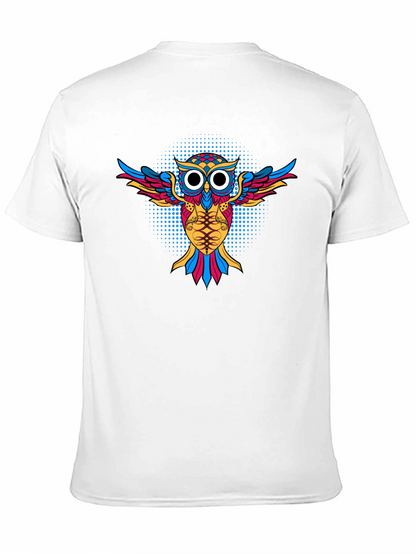 Camiseta Negra con Diseño de Búho Psicodélico