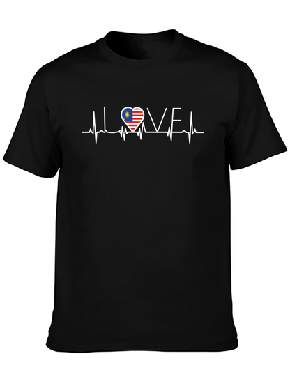 Camiseta Negra I Love con Bandera de Malasia