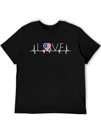 Camiseta Negra I Love con Bandera de Malasia
