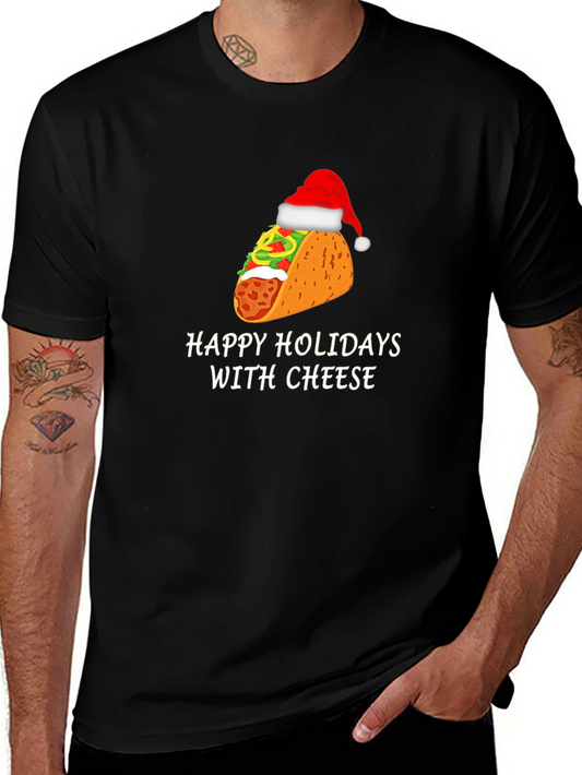 Camiseta Negra Navideña de Taco con Queso