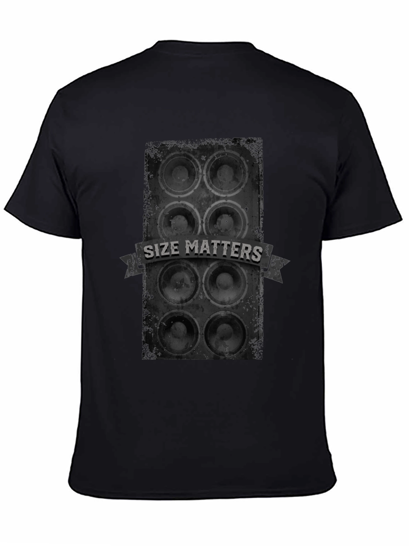 Camiseta Negra Size Matters - Sonido Impactante