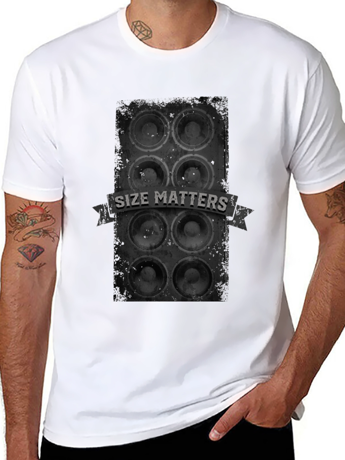 Camiseta Negra Size Matters - Sonido Impactante