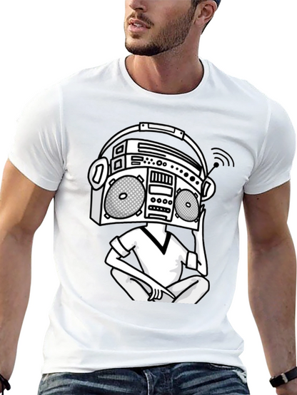 Camiseta Hombre Negra Diseño Boombox