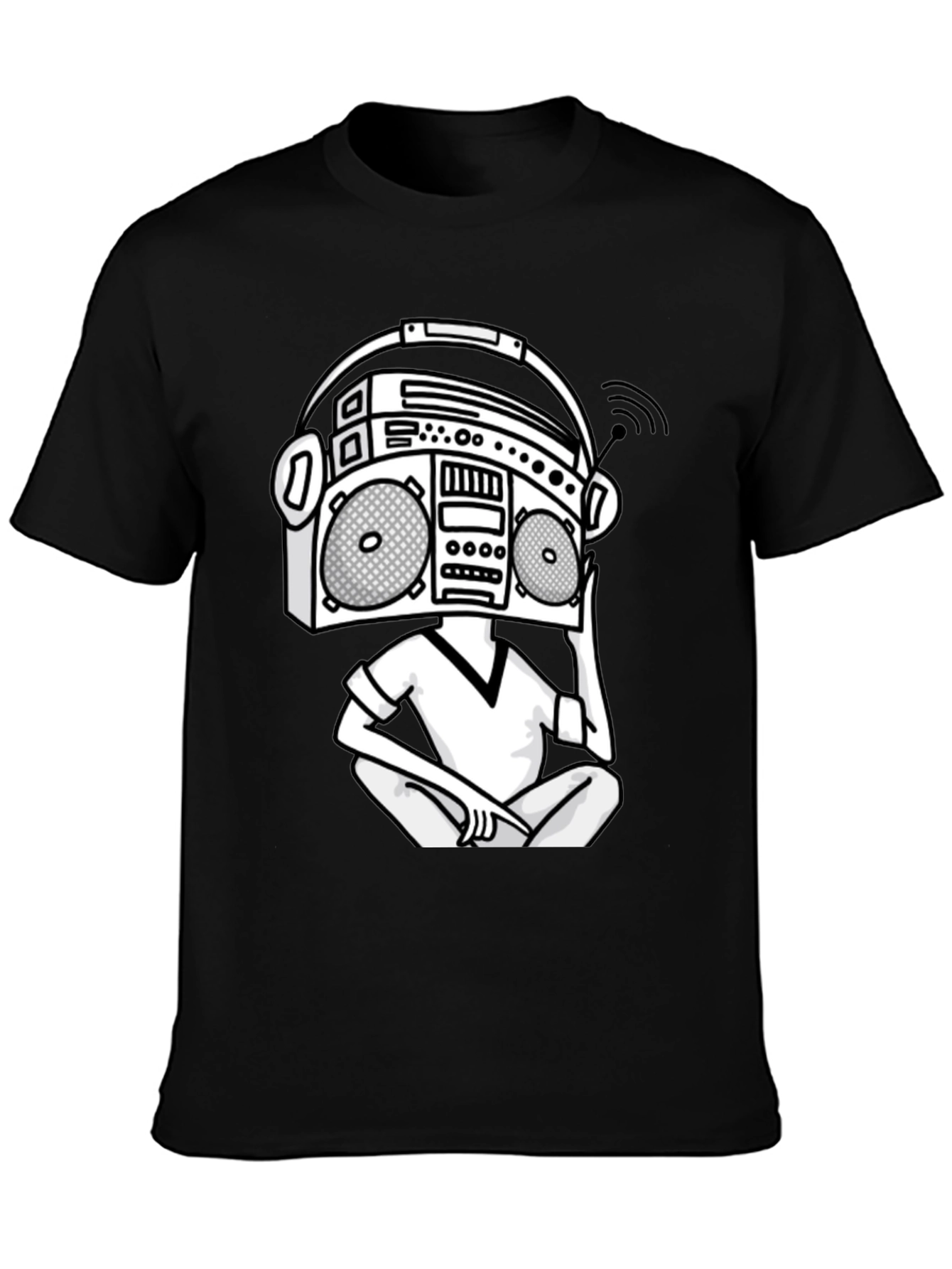 Camiseta Hombre Negra Diseño Boombox
