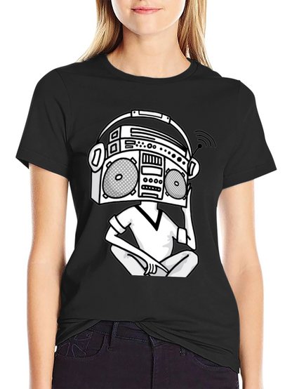 Camiseta Hombre Negra Diseño Boombox