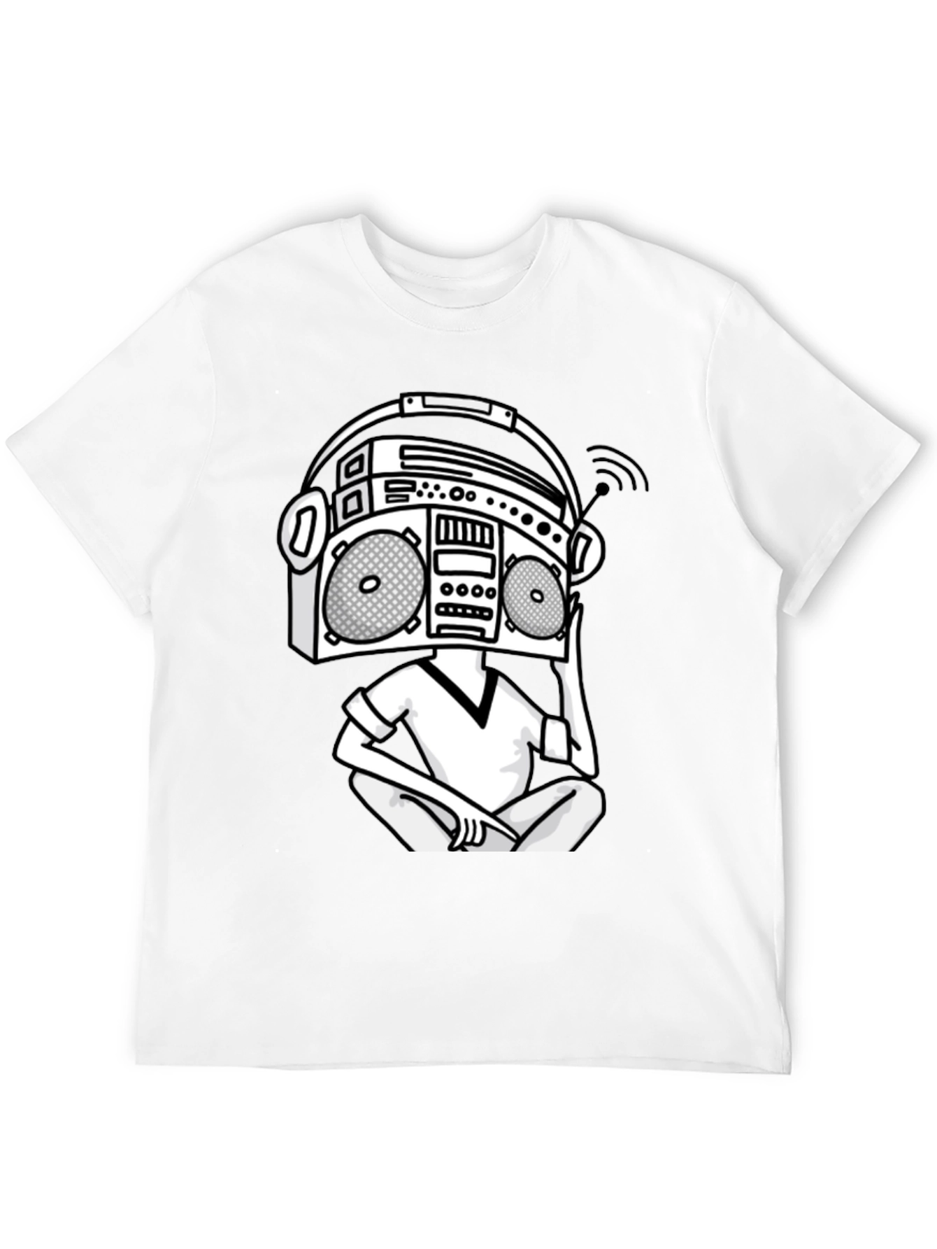 Camiseta Hombre Negra Diseño Boombox