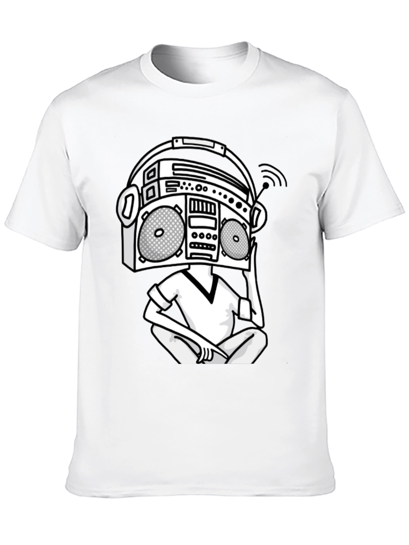 Camiseta Hombre Negra Diseño Boombox