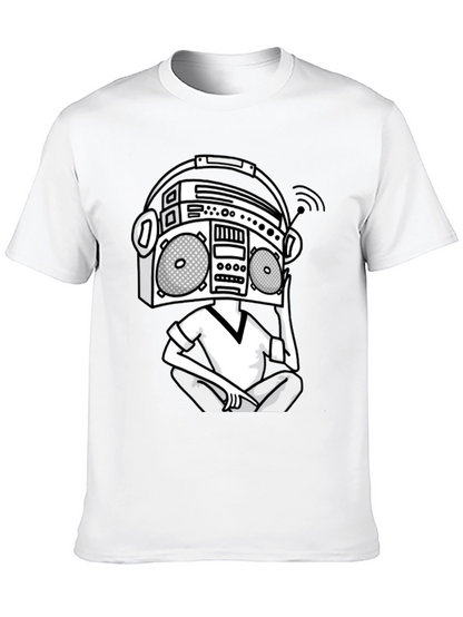 Camiseta Hombre Negra Diseño Boombox