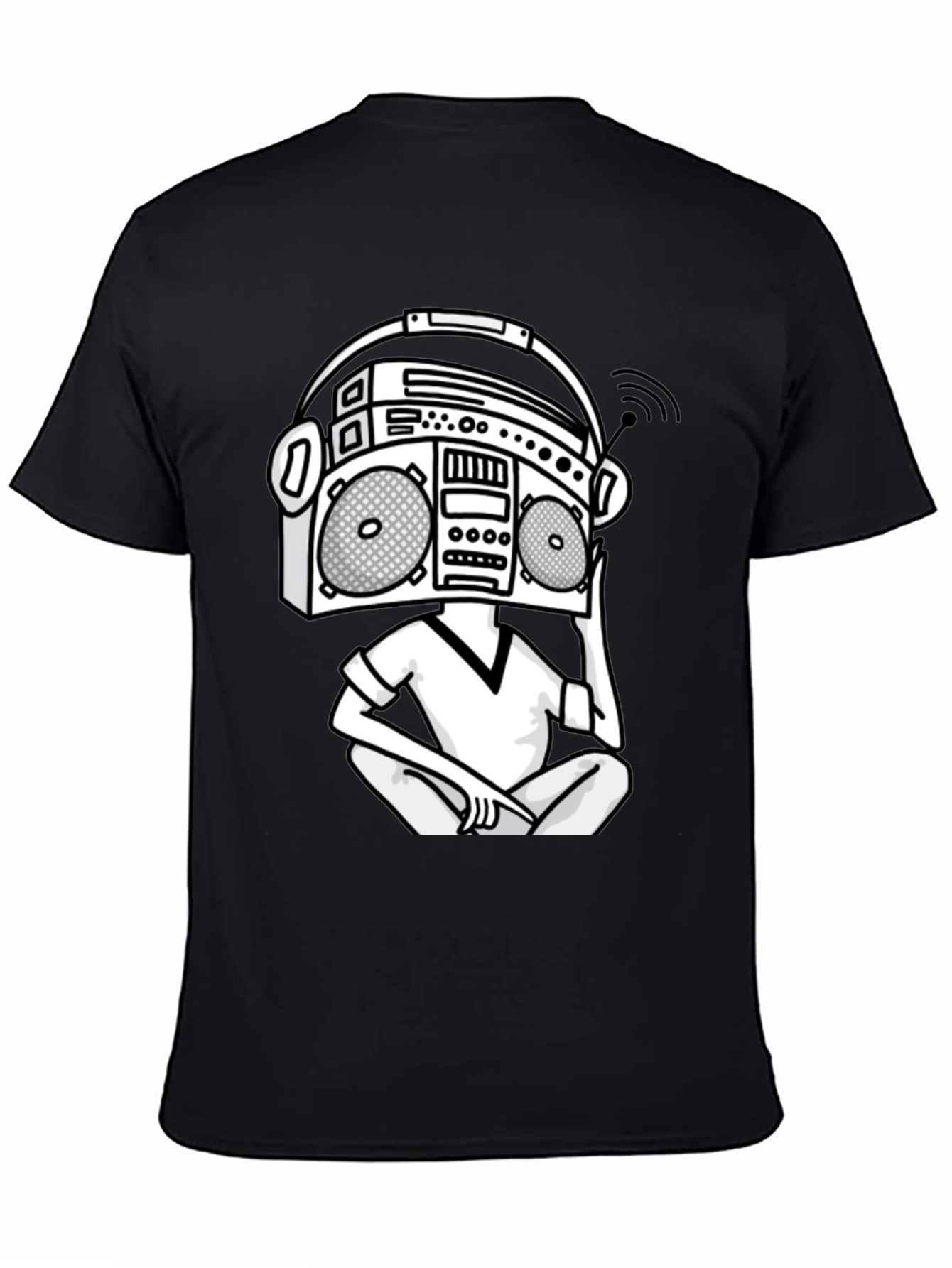 Camiseta Hombre Negra Diseño Boombox