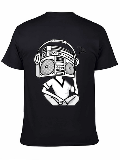 Camiseta Hombre Negra Diseño Boombox
