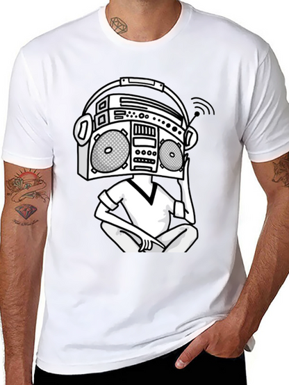 Camiseta Hombre Negra Diseño Boombox