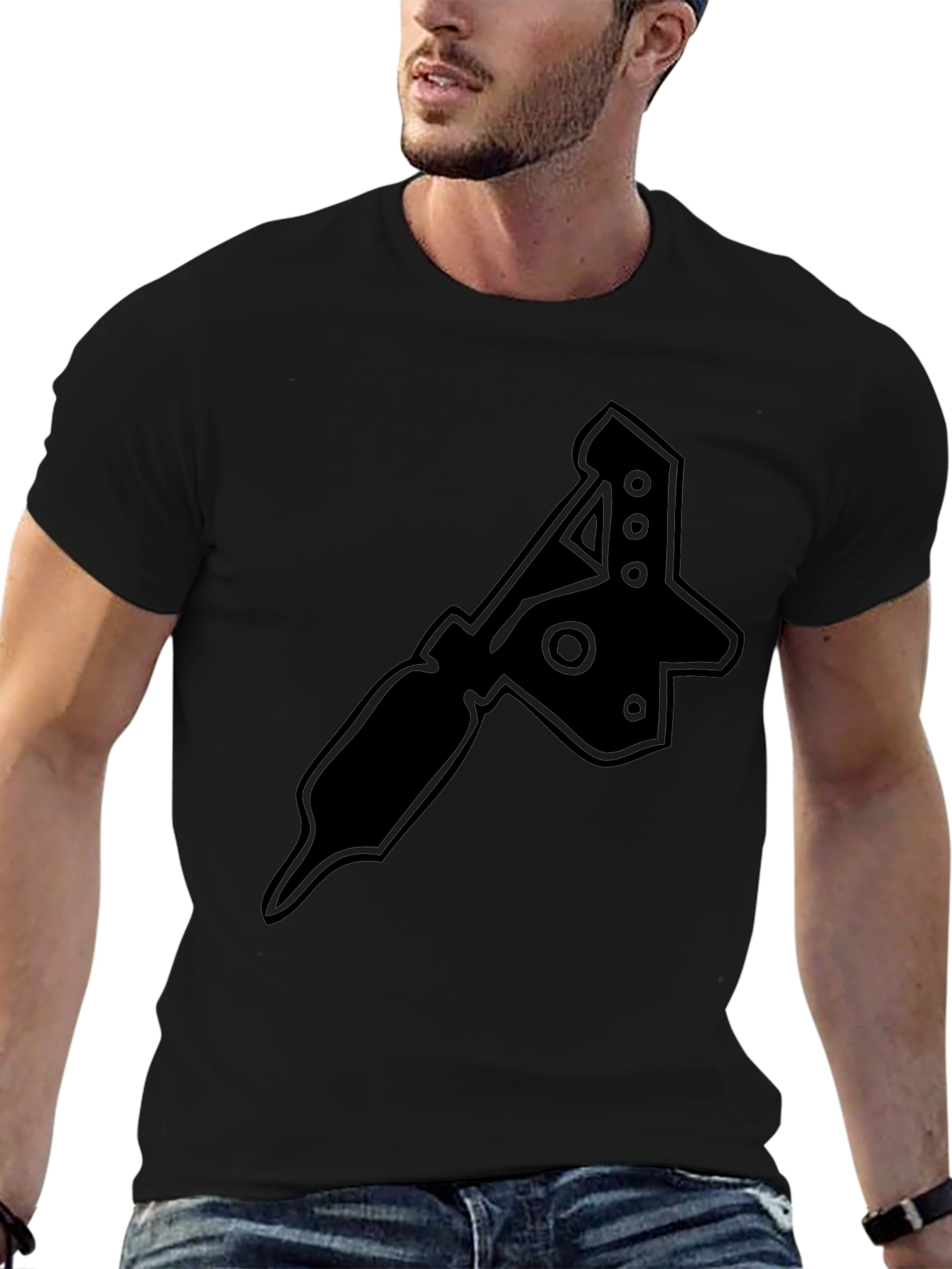 Camiseta Negra con Diseño de Máquina de Tatuajes