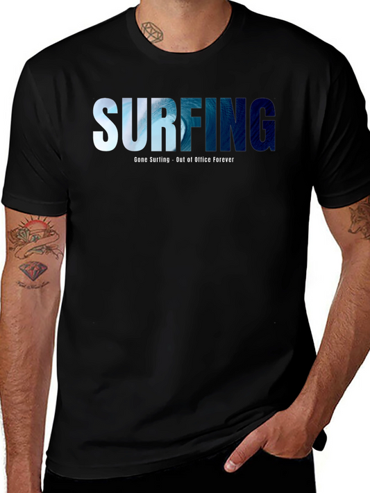 Camiseta Negra Surf - Fuera de la Oficina Para Siempre