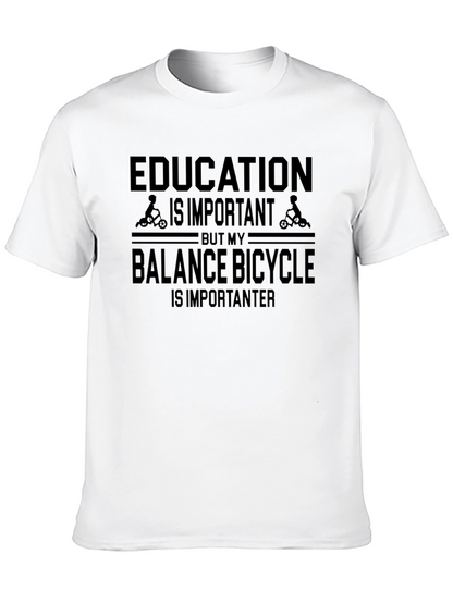Camiseta Negra: Educación vs. Bicicleta de Equilibrio