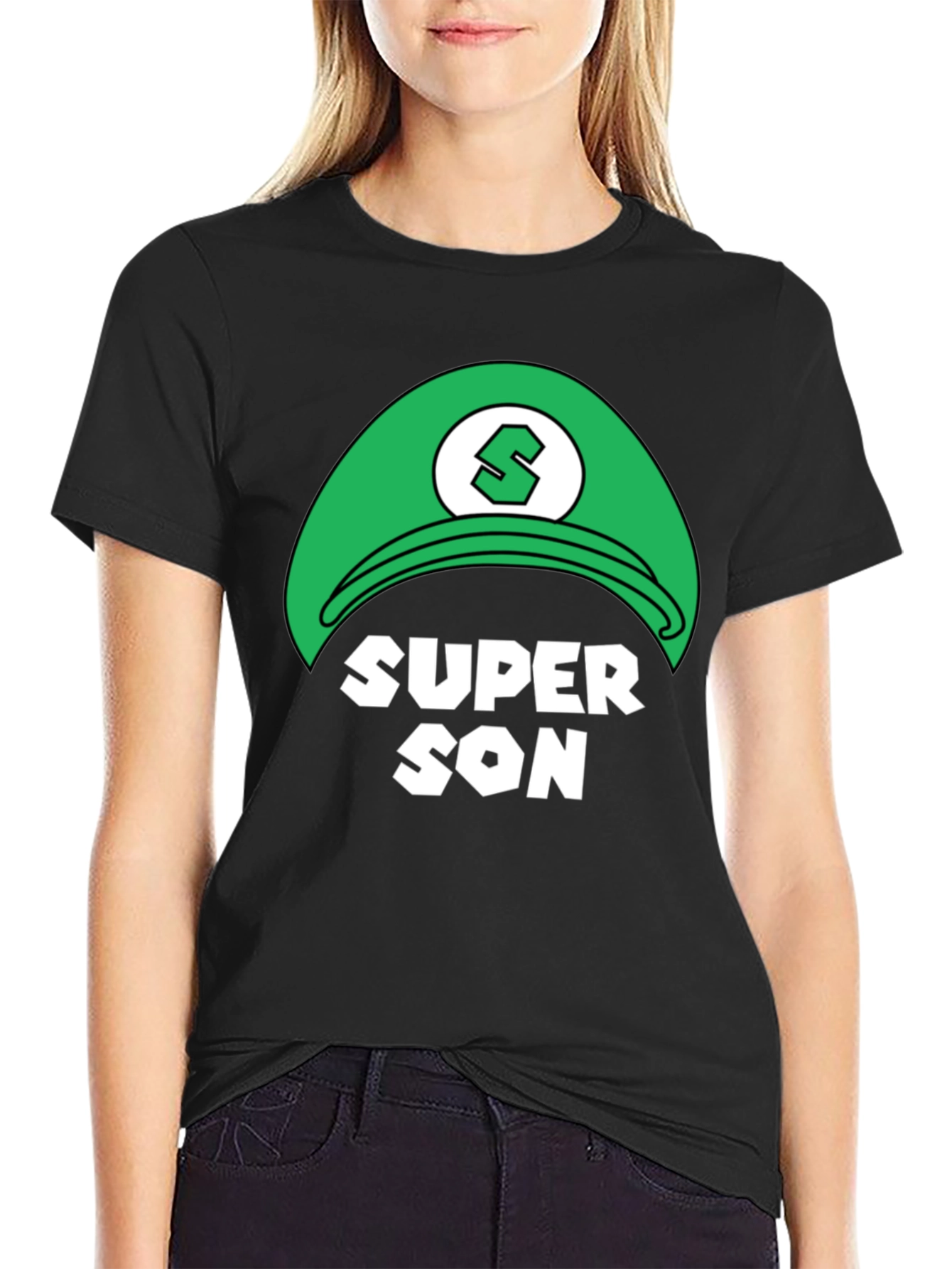 Camiseta Negra Super Son Estilo Videojuego
