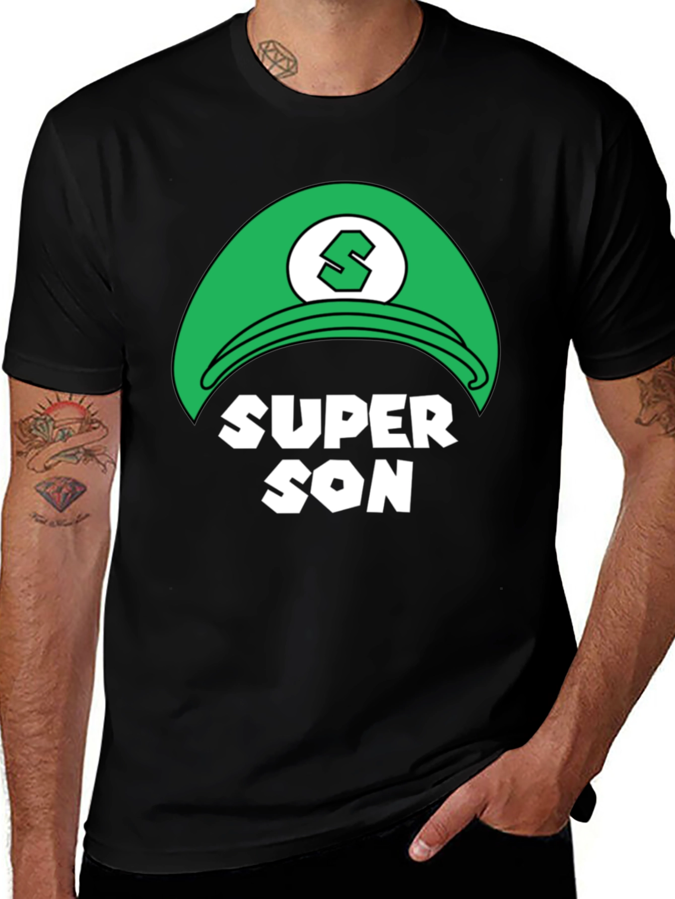 Camiseta Negra Super Son Estilo Videojuego