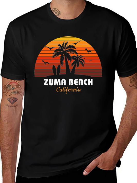 Camiseta Negra Zuma Beach California Vintage