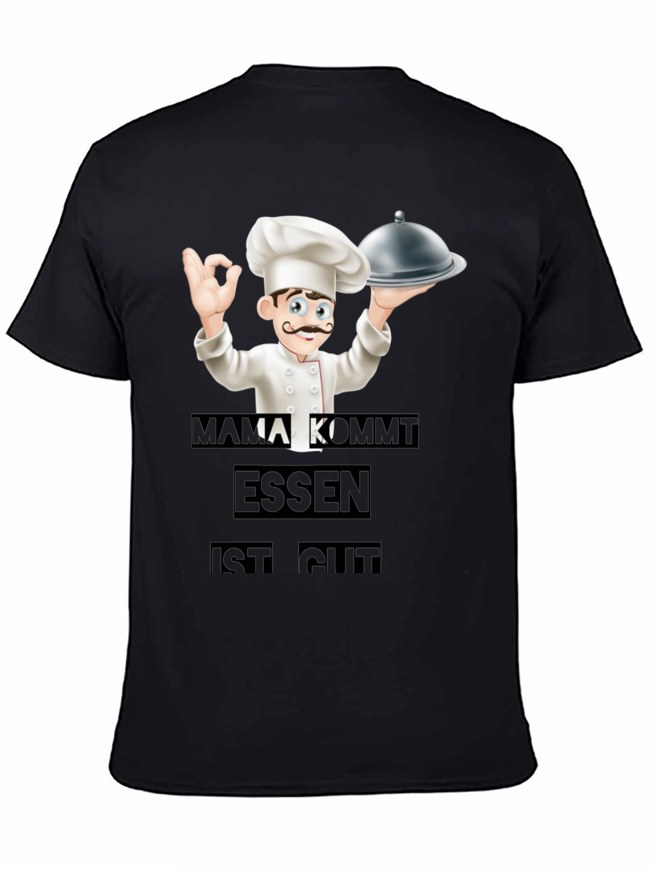 Camiseta Negra Chef: Mamá Viene ¡La Comida Está Buena!