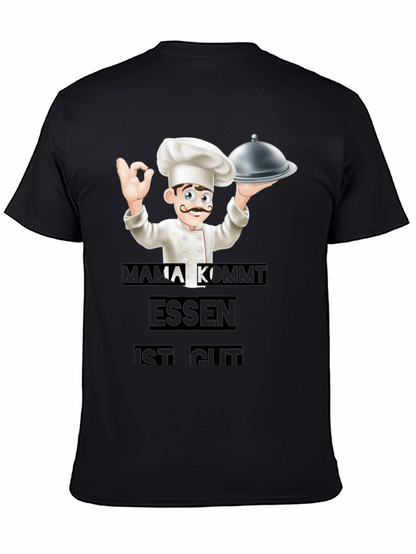 Camiseta Negra Chef: Mamá Viene ¡La Comida Está Buena!
