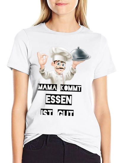 Camiseta Negra Chef: Mamá Viene ¡La Comida Está Buena!