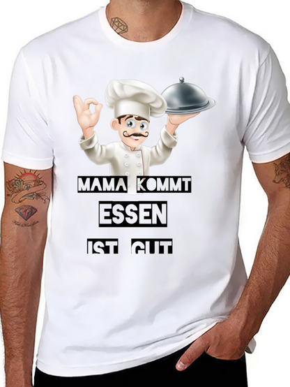Camiseta Negra Chef: Mamá Viene ¡La Comida Está Buena!