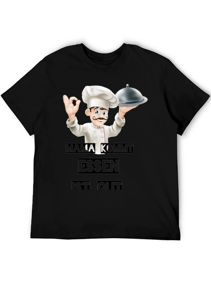 Camiseta Negra Chef: Mamá Viene ¡La Comida Está Buena!
