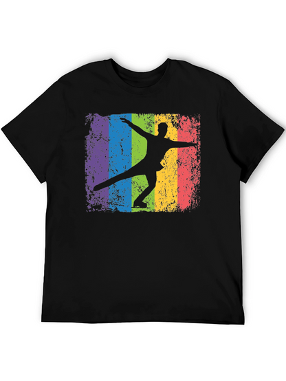 Camiseta Negra con Diseño de Patinador Artístico Retro