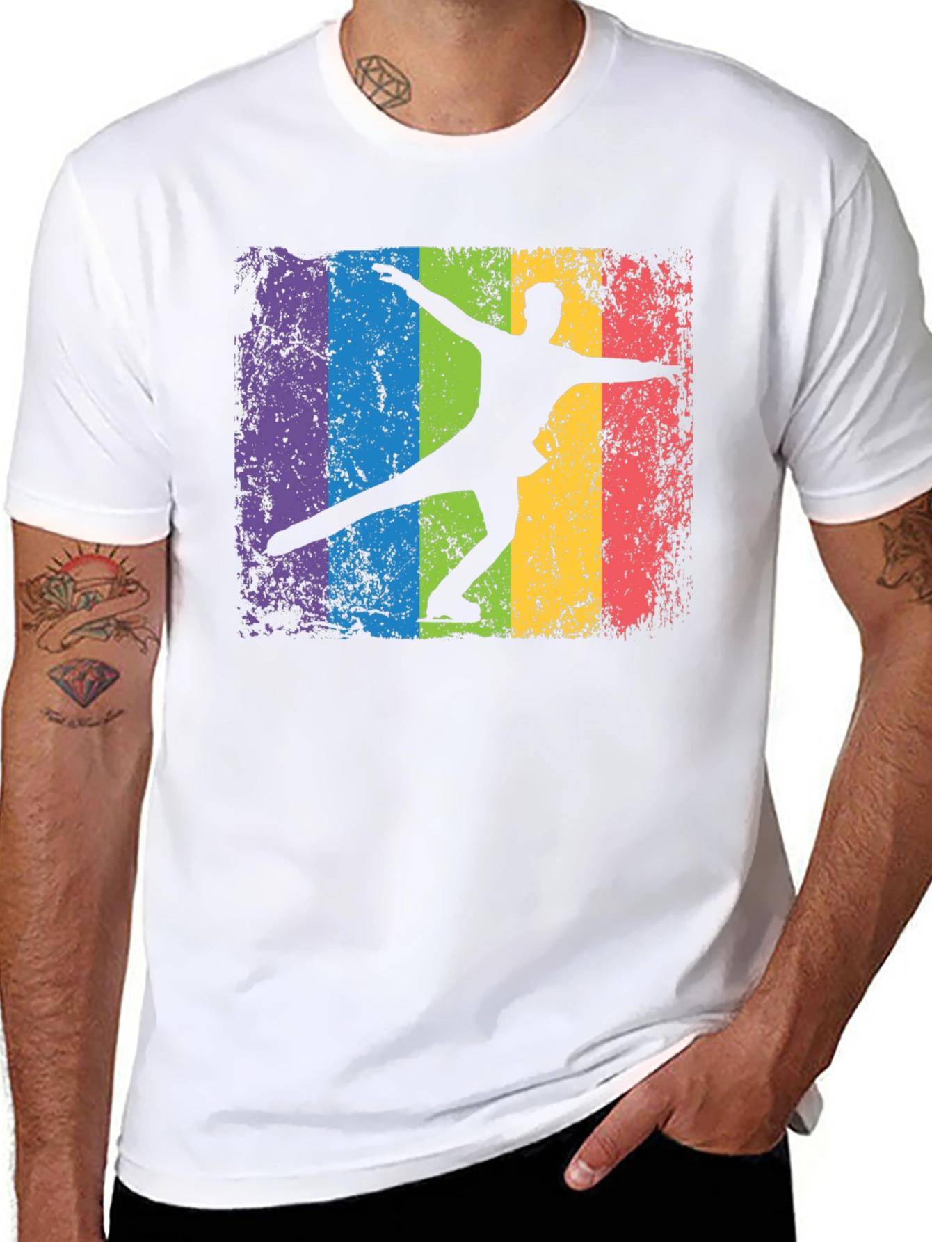 Camiseta Negra con Diseño de Patinador Artístico Retro