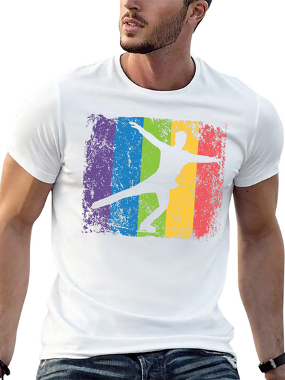 Camiseta Negra con Diseño de Patinador Artístico Retro
