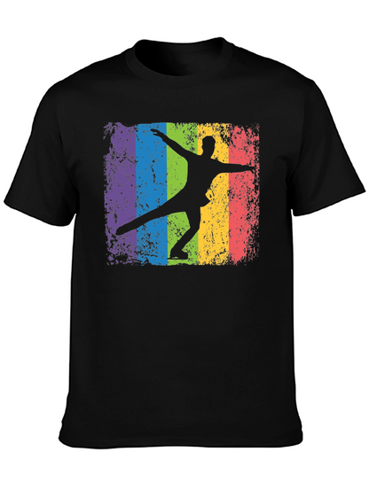 Camiseta Negra con Diseño de Patinador Artístico Retro