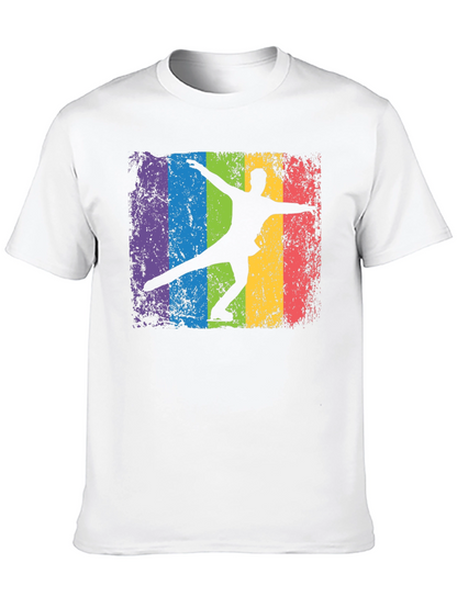 Camiseta Negra con Diseño de Patinador Artístico Retro