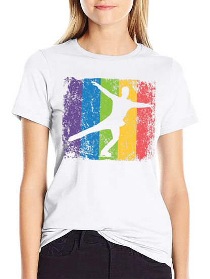 Camiseta Negra con Diseño de Patinador Artístico Retro