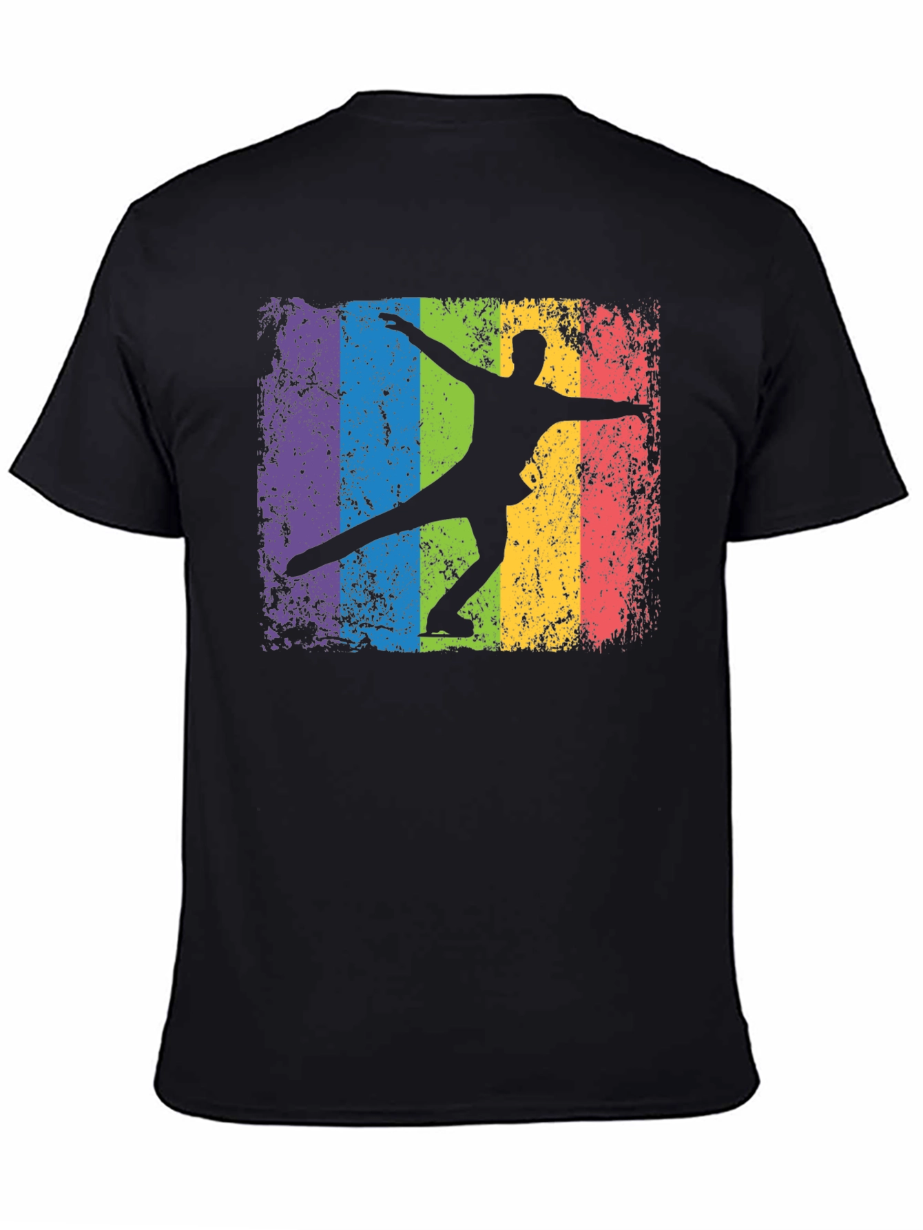 Camiseta Negra con Diseño de Patinador Artístico Retro
