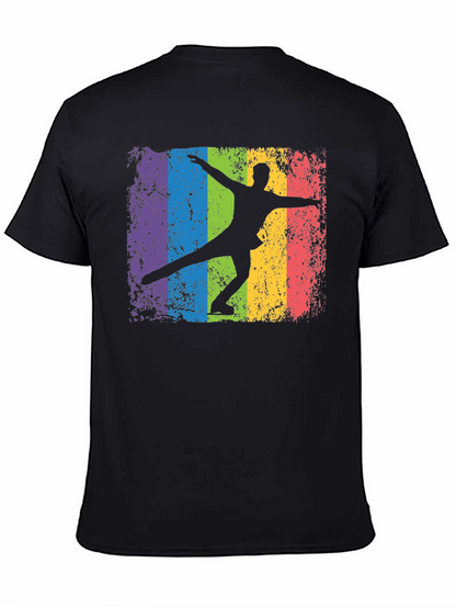 Camiseta Negra con Diseño de Patinador Artístico Retro